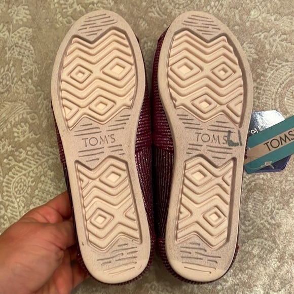 Brand New Toms Cabernet Glitter Rib Knit Slip On Shoes Casual Sparkly Canvas - Picture 14 of 16